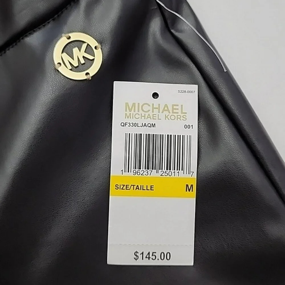Michael Kors Women's Black Faux Leather Skinny Pull On Pants Stretch Size Medium - Picture 4 of 9